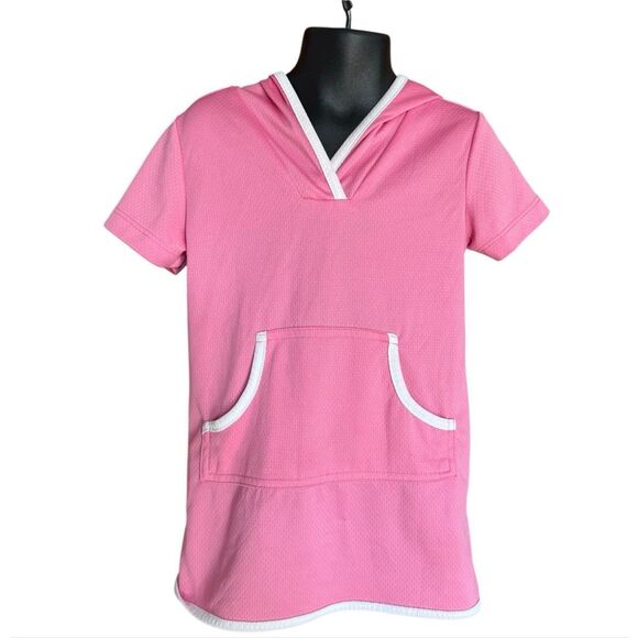 Youth Girls Eddie Bauer Trimmed Swimsuit Beach Hooded Swim Coverup - Sz 5 - Picture 1 of 1